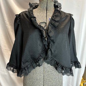 Vintage Givenchy Intimate Black Polka Dot  Bed Jacket Size Medium